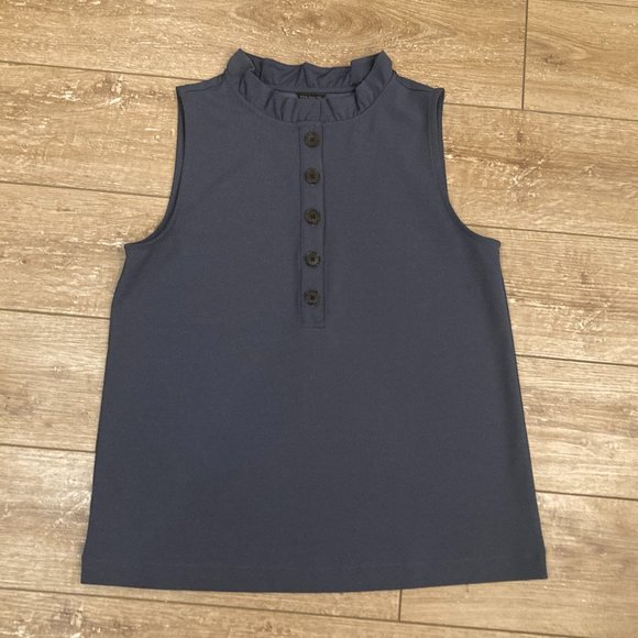 Ann Taylor Tops - Ann Taylor Gray Sleeveless top with Ruffle Collar Size Small